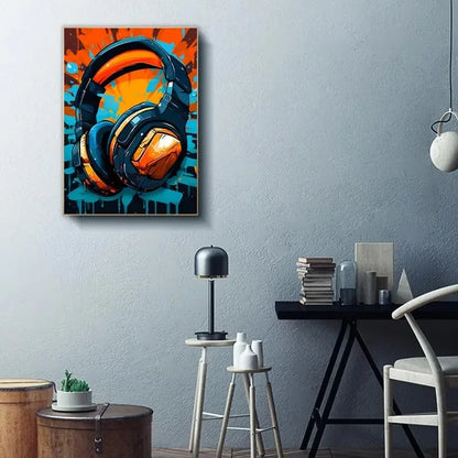 Colorful graffiti gaming controller canvas wall art