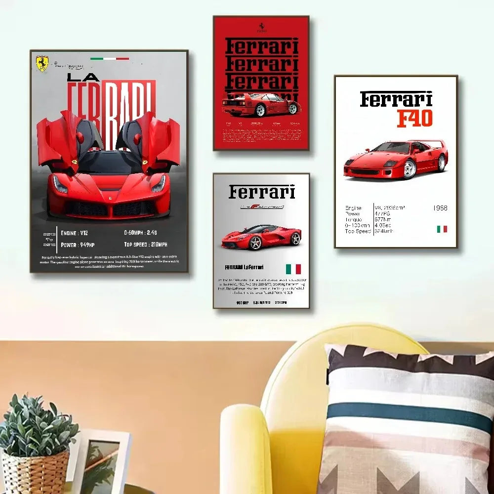 Classic red Italian sports car canvas wall art