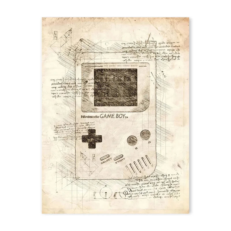 Vintage Sketch Gaming Blueprint Prints Collection