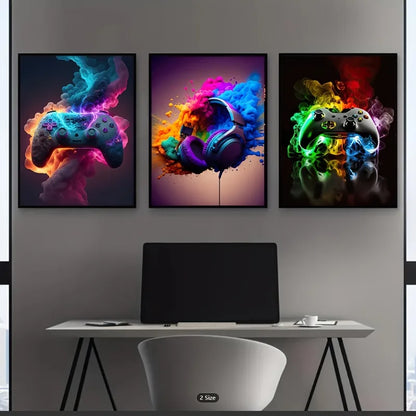 three piece game controller modern unframed canvas set