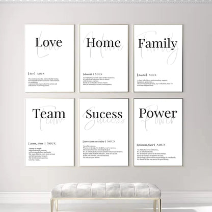 black and white home love family nordic typography canvas