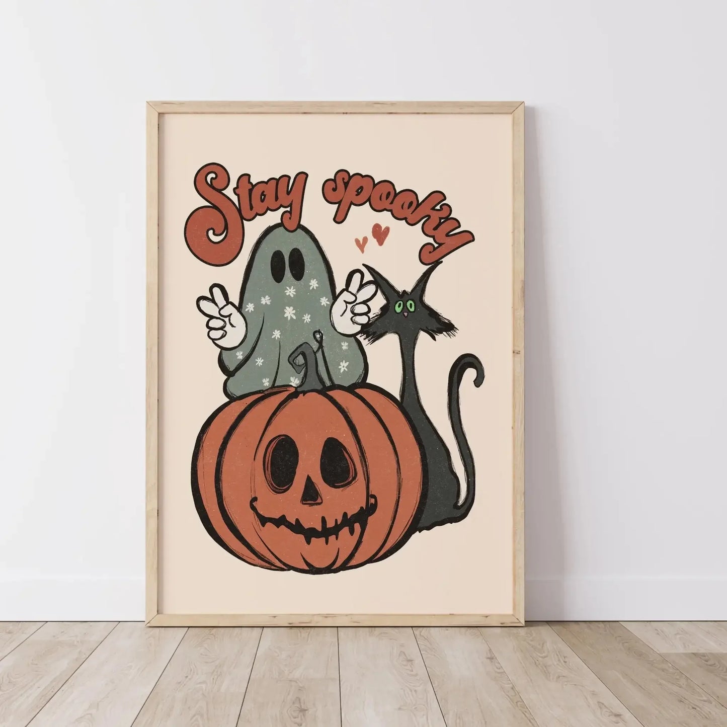 Vintage ghost and pumpkin Halloween “Creep It Real” canvas wall art