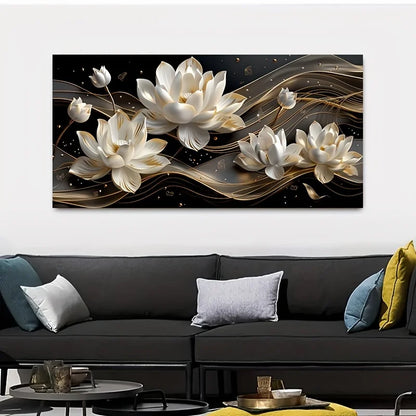 tall frameless white lotus minimalist canvas 60x120