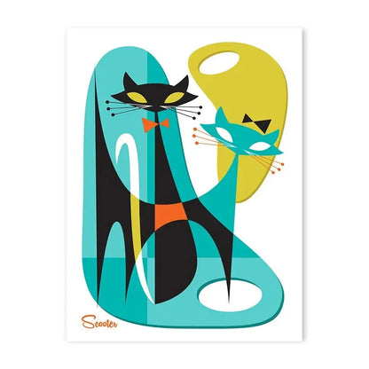 Colourful Black Cat Scenery Abstract Canvas