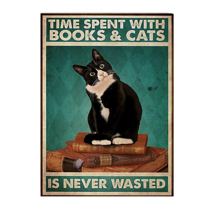 funny black cat are you pooping bathroom canvas sign