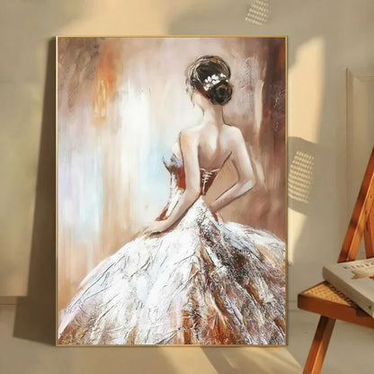 French vintage maiden with flowers portrait canvas wall art