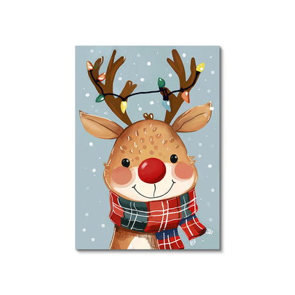 Christmas canvas with polar bear, Santa and snowman