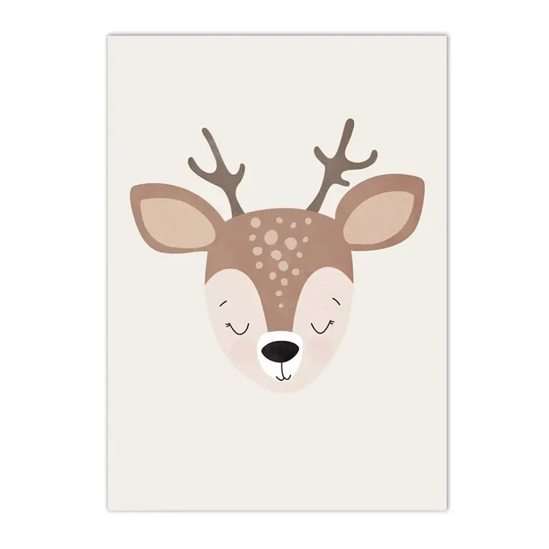 boho sun and rainbow with deer kids canvas wall art