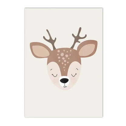 boho sun and rainbow with deer kids canvas wall art