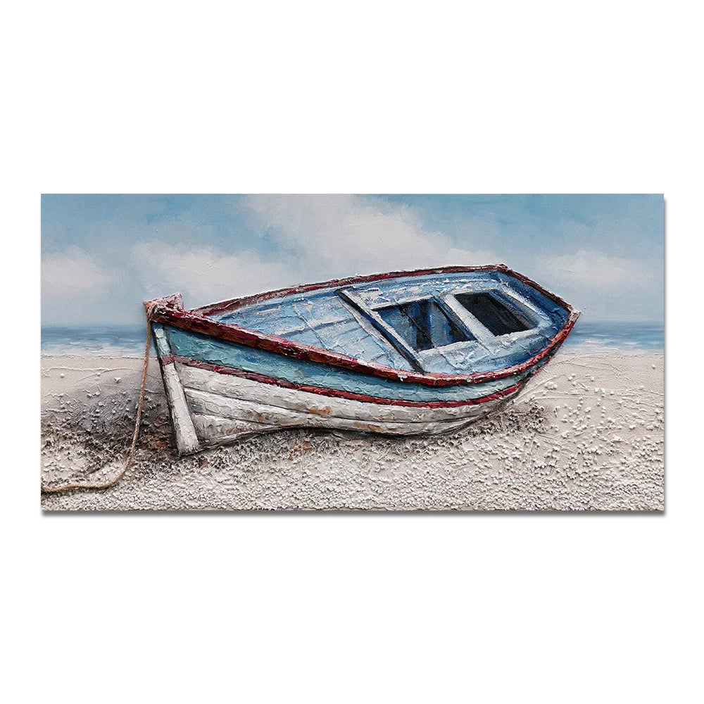 Abstract Nordic Seaside Boats Canvas