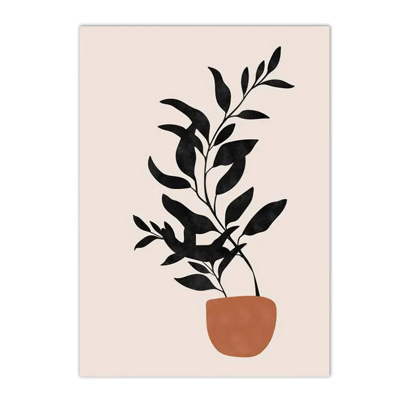 boho terracotta mustard sun with leaf geometric canvas wall art