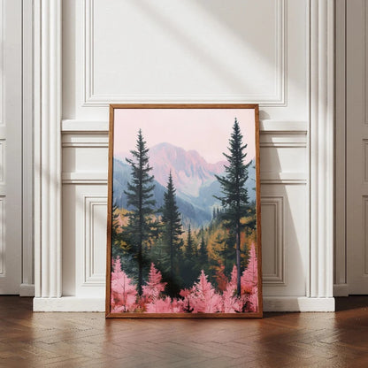 Pink Alpine Forest Mountain Canvas Print
