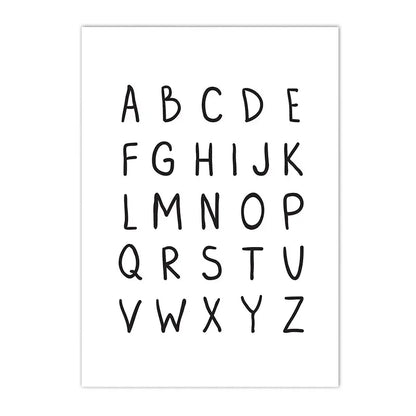 black and white canvas with arrows alphabet and numbers for kids room