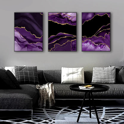 Black, Purple & Gold Abstract Canvas Print