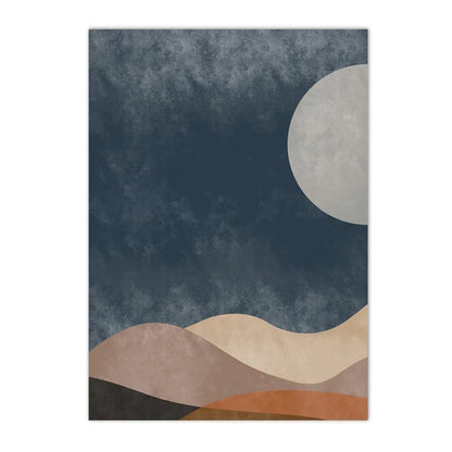 boho mid century abstract sun moon mountain canvas