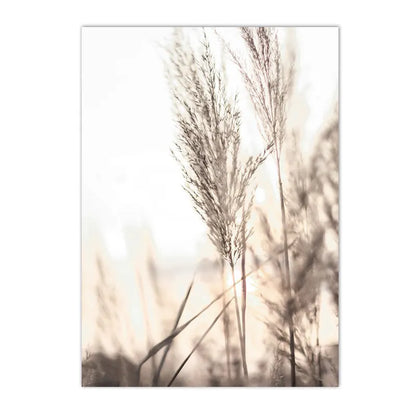 beige coastal canvas with seagull swan dandelion and reeds
