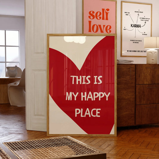 “This Is My Happy Place” Red Heart Canvas Print