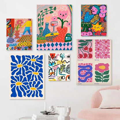 Abstract Colorful Graffiti Cherry Flower Canvas