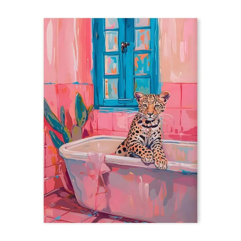 Colorful Bathtub Animals Canvas Print