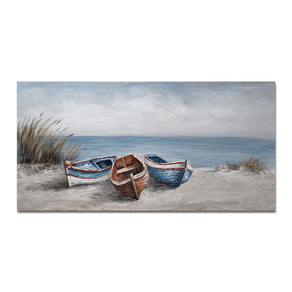 Abstract Nordic Seaside Boats Canvas