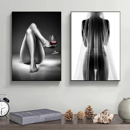 tasteful black and white nude figure canvas wall art