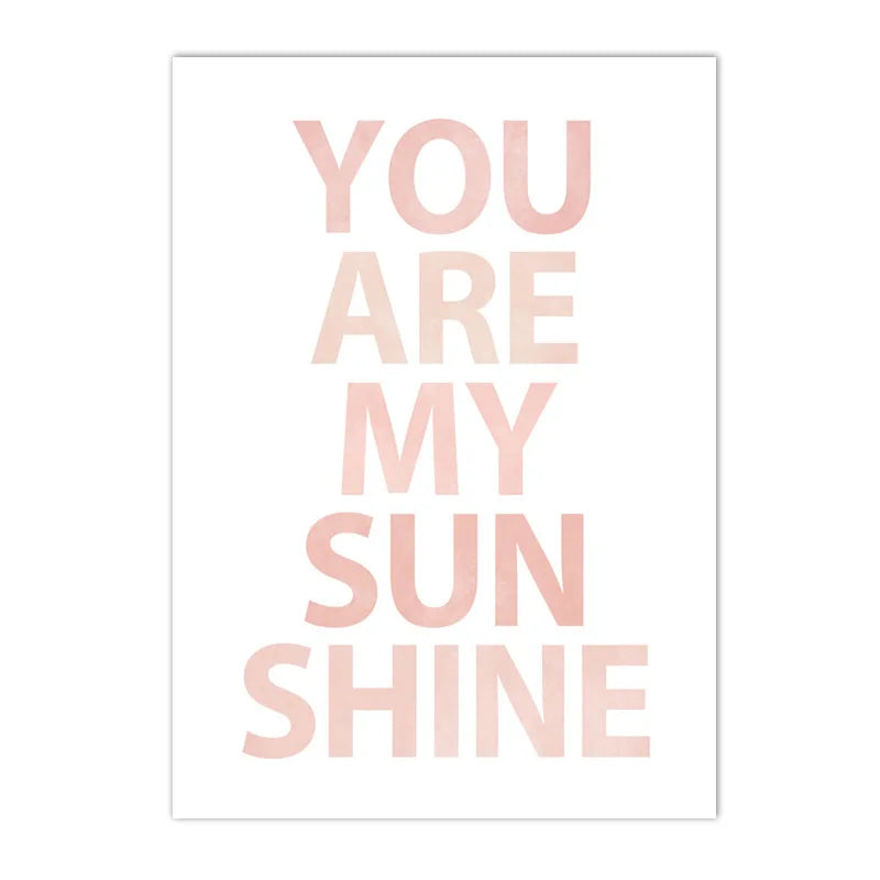 pink “you are my sunshine” with hearts and sun kids canvas wall art