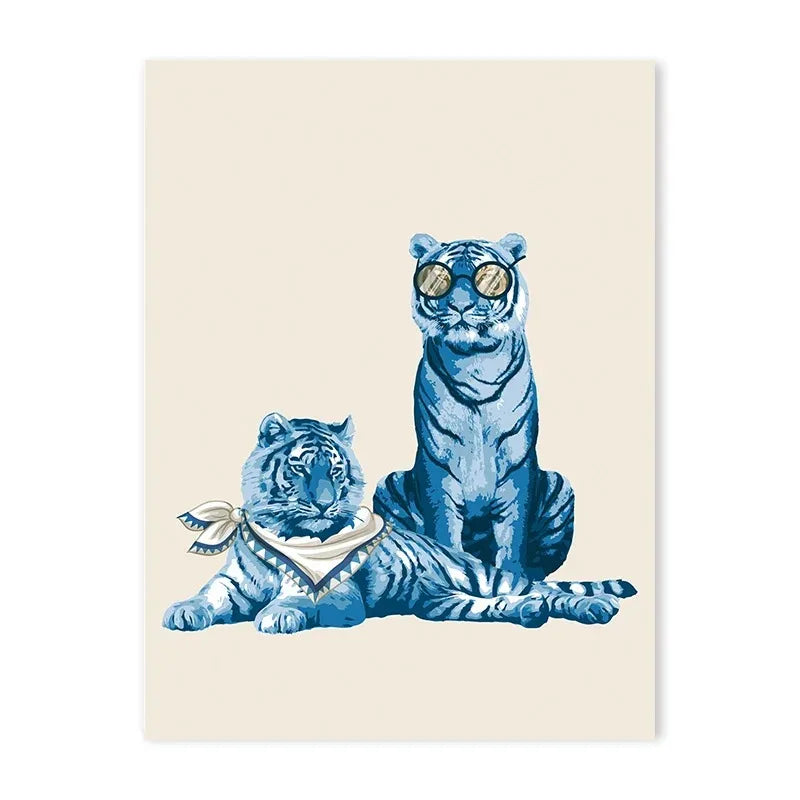 Coastal cowgirl beach aesthetic canvas wall art in light blue