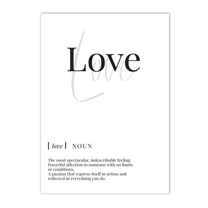 black and white home love family nordic typography canvas