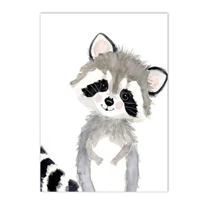 nordic baby animals lion elephant fox deer on nursery canvas