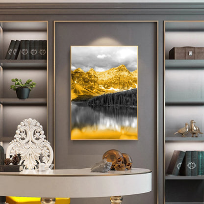 Three-piece golden snow mountain and lake landscape canvas set