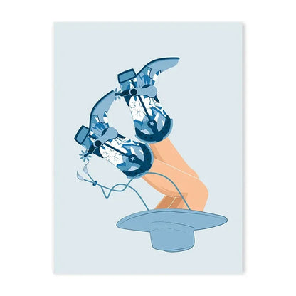 Coastal cowgirl beach aesthetic canvas wall art in light blue