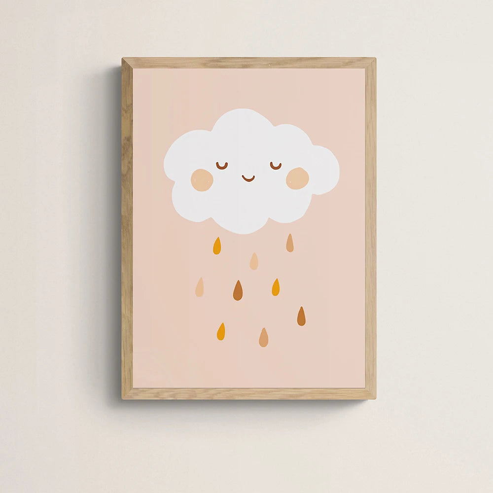 colorful boho rainbow sun cloud flower nursery canvas