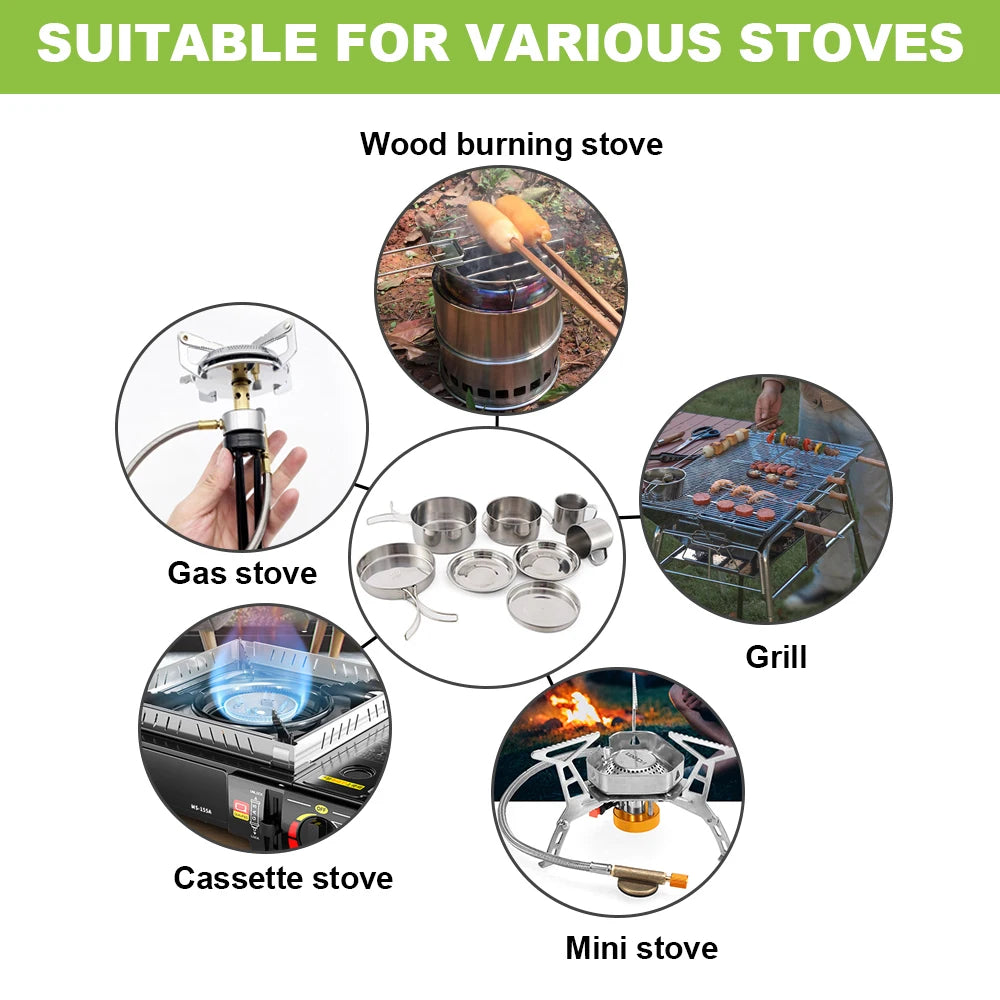 Portable Travel Cookware Kit - 8 Pack