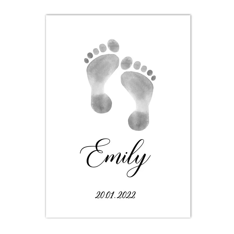 family hands and feet line drawing custom name canvas