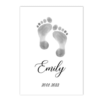 family hands and feet line drawing custom name canvas