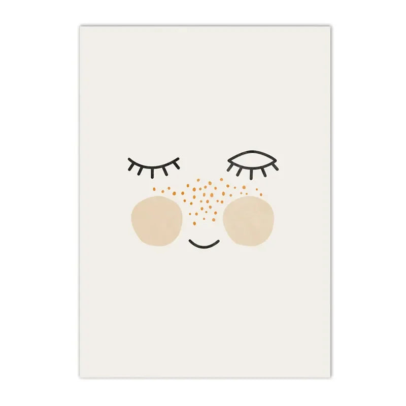 boho sun and rainbow with deer kids canvas wall art