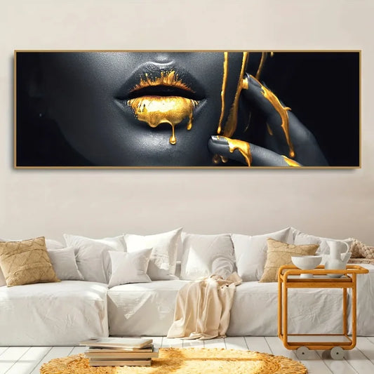 luxury pop art lips with fashion woman canvas wall art