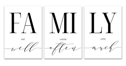 "Family" Quote Wall Art - Set Of 3