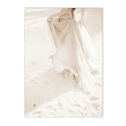 beige coastal canvas with surfboard lighthouse and reed bridge