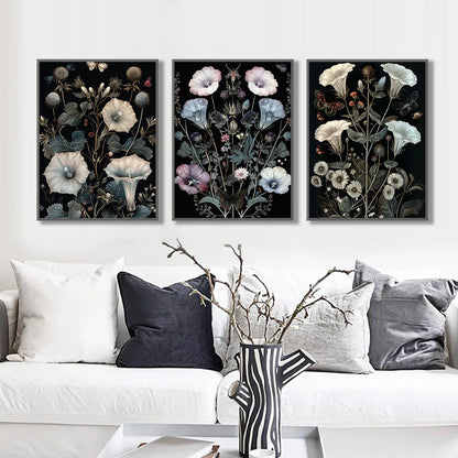 Vintage botanical butterfly with morning glory and ferns canvas