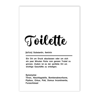 minimalist black and white funny bathroom saying quote canvas