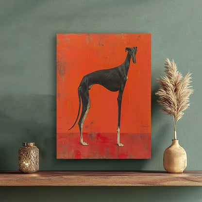 minimalist portrait of a black greyhound dog canvas wall art