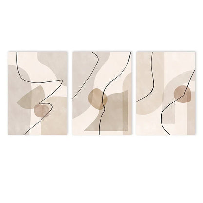 abstract beige geometric line art canvas wall art
