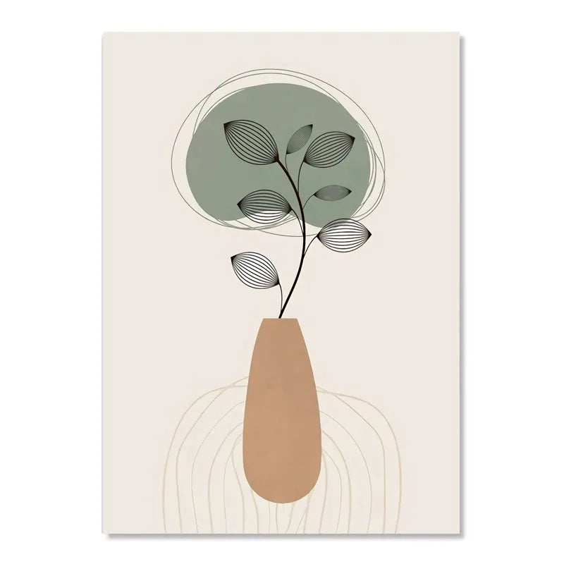 Boho Abstract Leaves & Rainbow Canvas Print