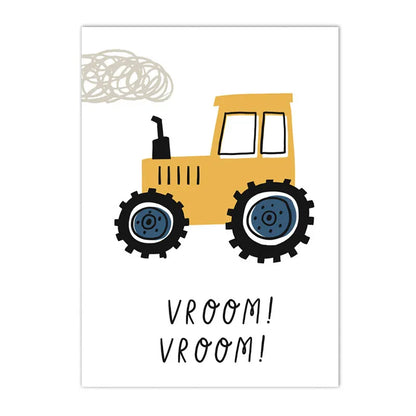 cartoon tractor truck excavator crane kids construction canvas