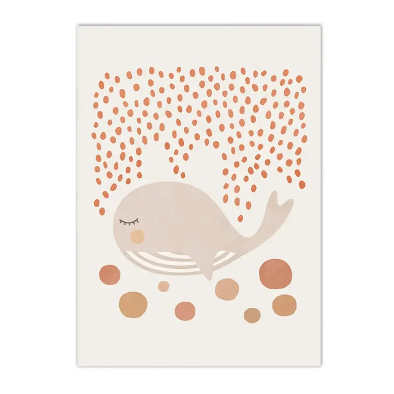 boho sun and rainbow with deer kids canvas wall art