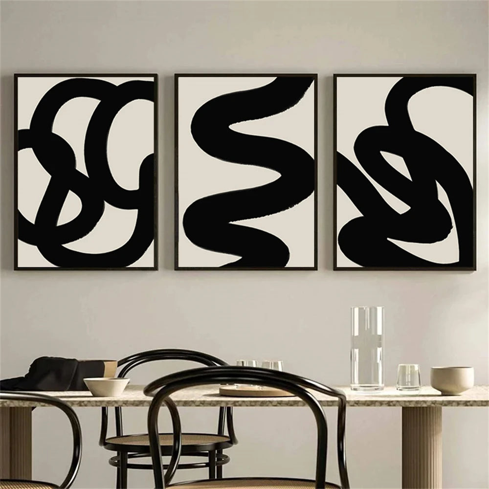 beige and black minimal line abstract boho canvas
