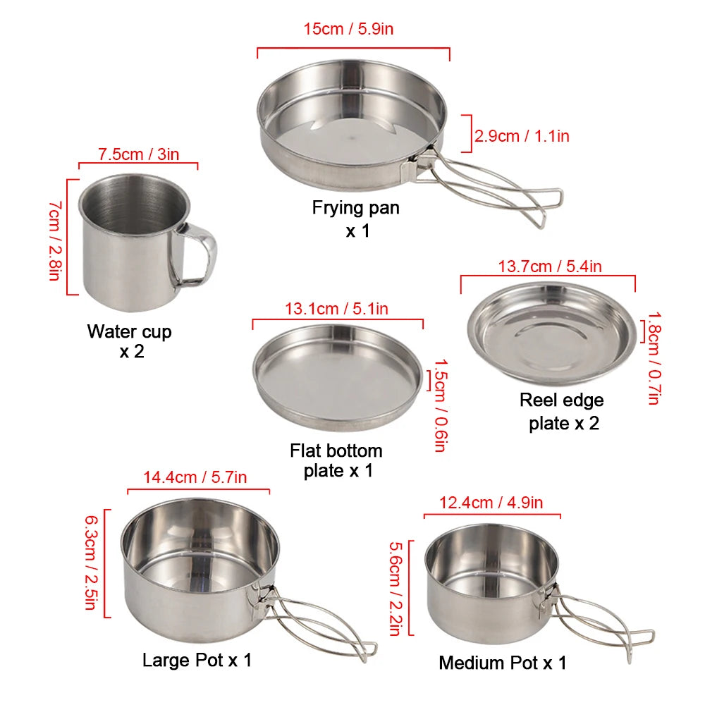Portable Travel Cookware Kit - 8 Pack