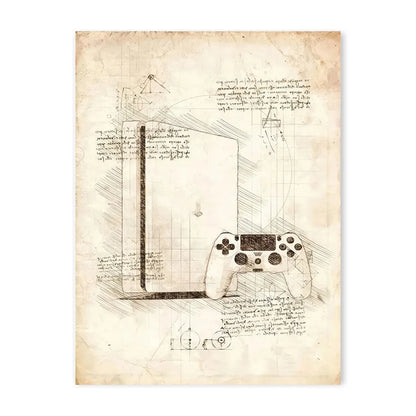 Vintage Sketch Gaming Blueprint Prints Collection