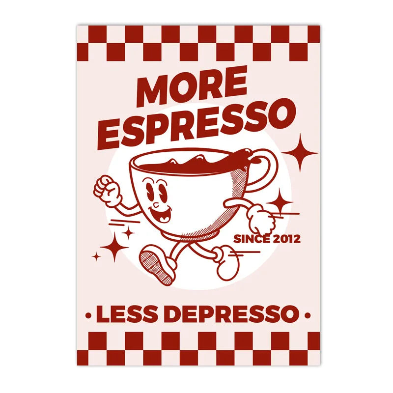 more espresso less depresso coffee quote kitchen canvas